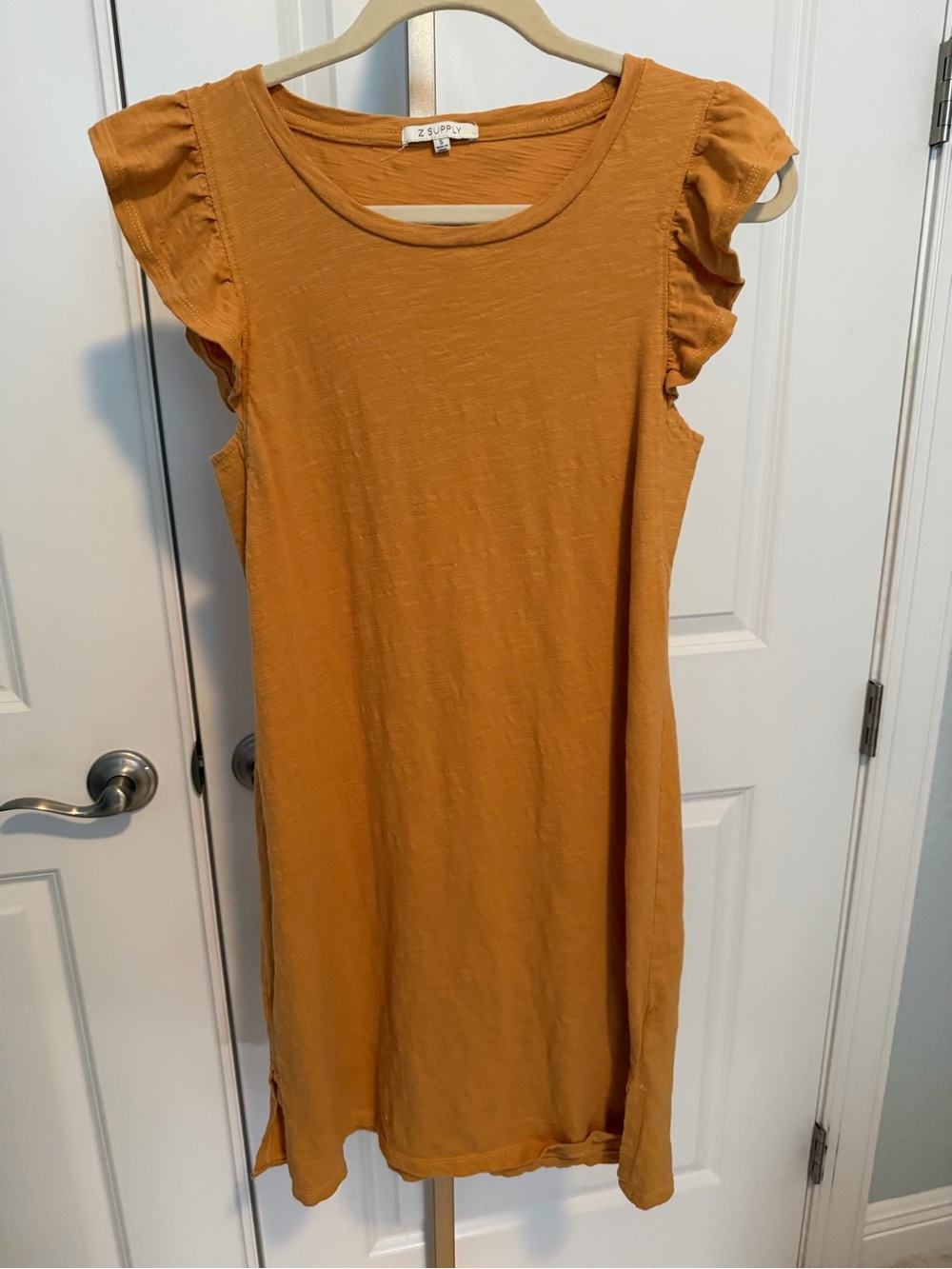 Z Supply Mini Dress in Mustard Yellow with Flutter Sleeves